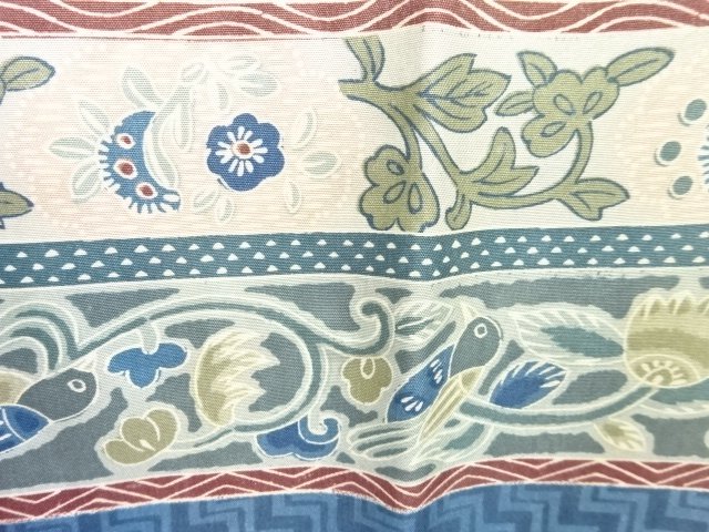 JAPANESE KIMONO / ANTIQUE MENS HALF JUBAN / SILK / FLOWER & BIRD